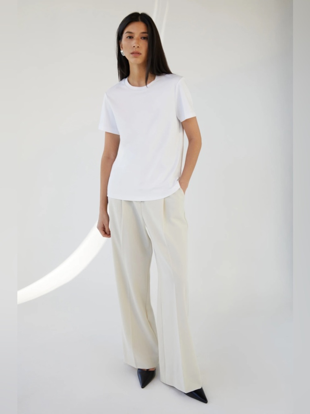 OAK + FORT White Cotton Modal Crewneck T-Shirt